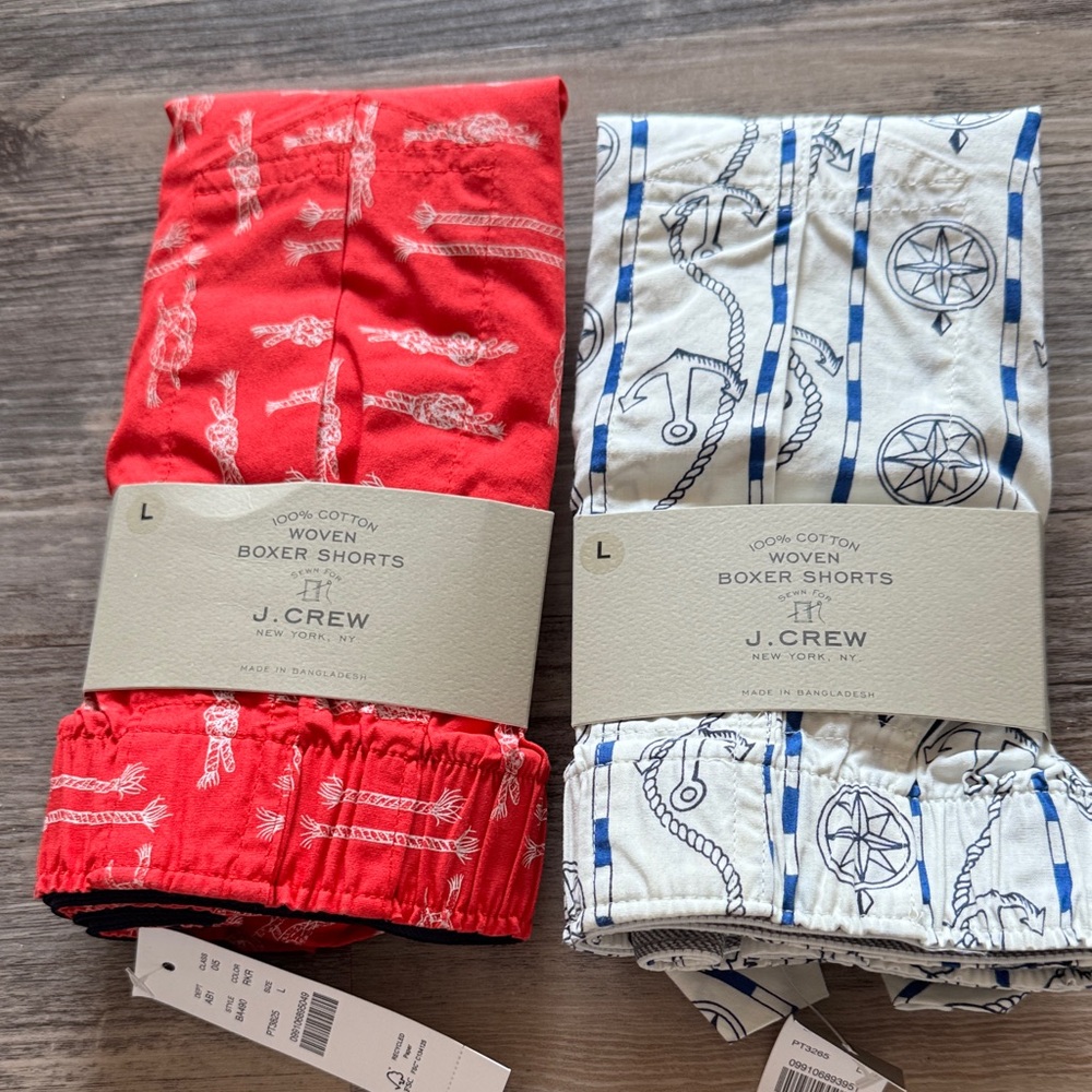 J.Crew Nautical Red and White Boxer Shorts size L
